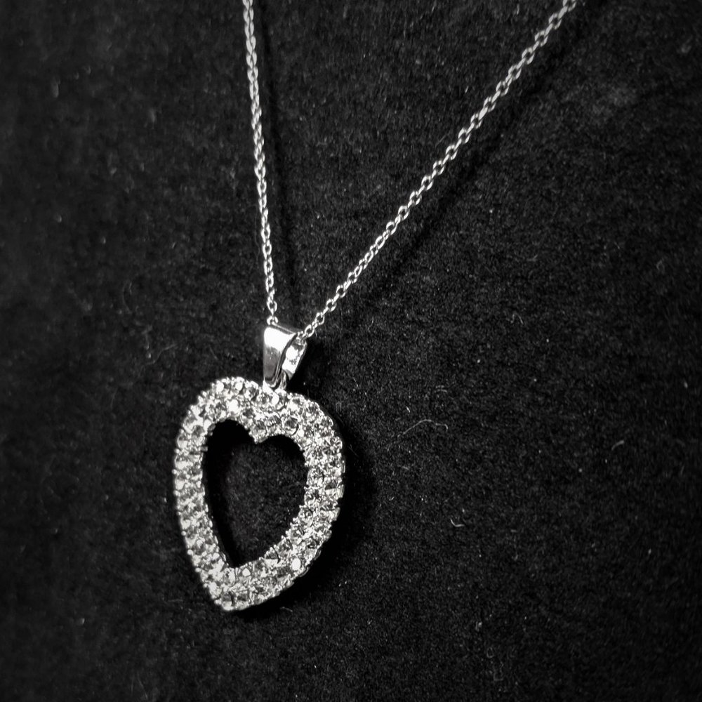 Sterling Silver CZ Heart Necklace - Picture 4 of 5
